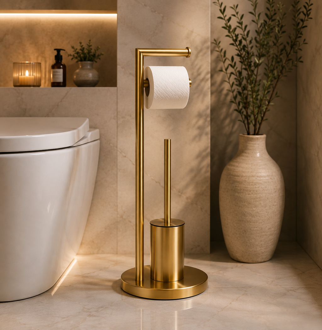M&E Bath Studio Modern Toilet Paper Holder & Brush Set