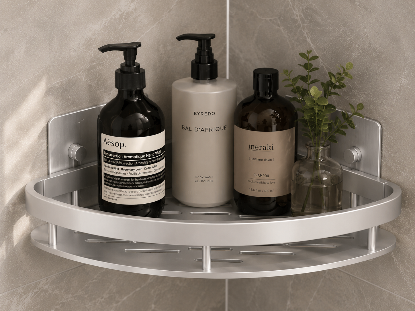 M&E LuxeGrip Corner Shower Shelf