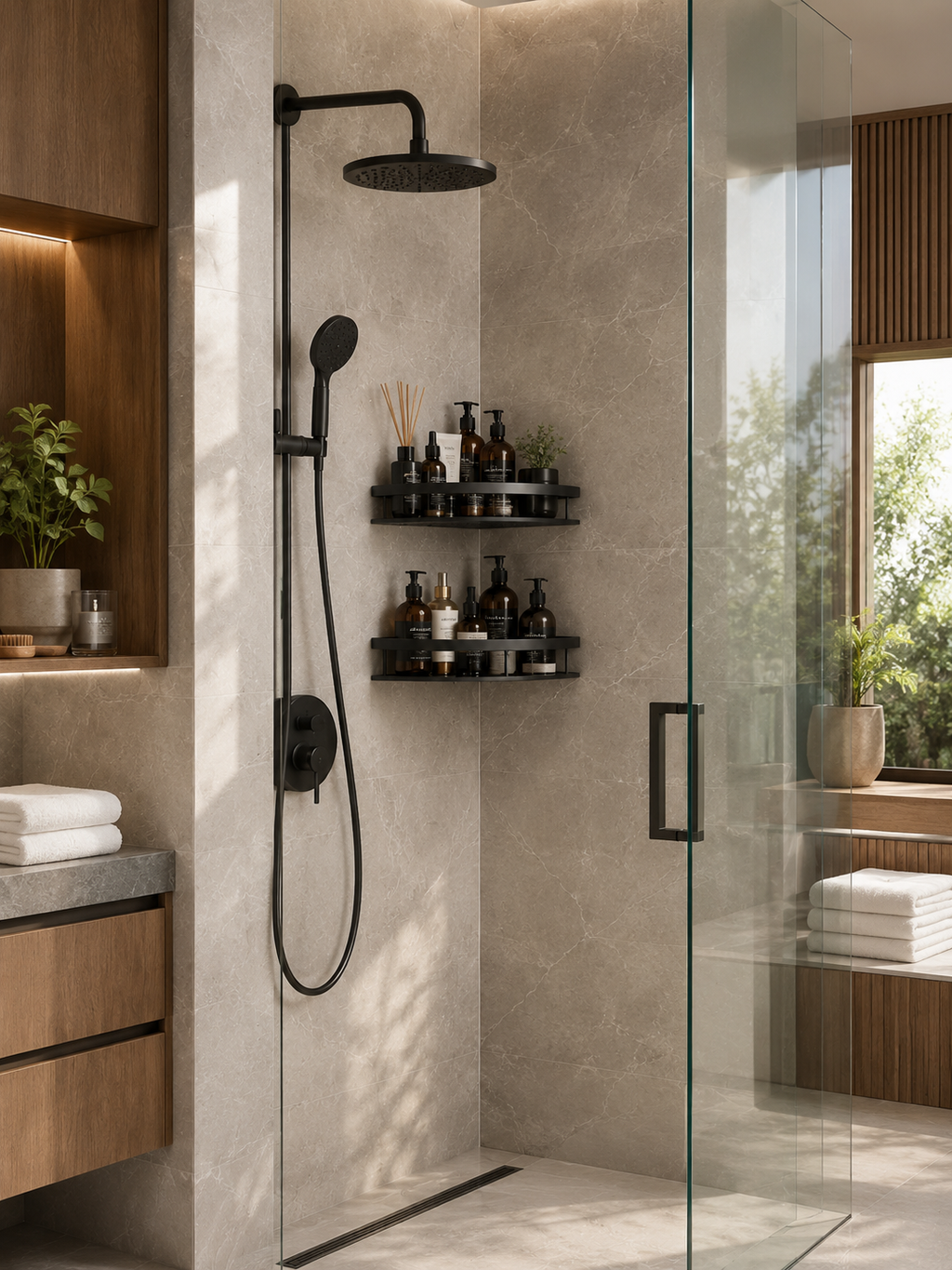 M&E LuxeGrip Corner Shower Shelf