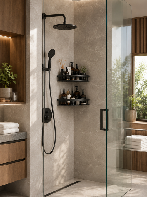 M&E LuxeGrip Corner Shower Shelf