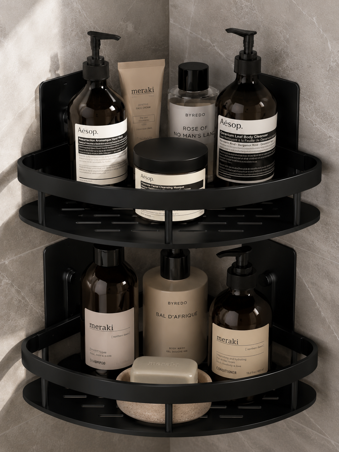 M&E LuxeGrip Corner Shower Shelf