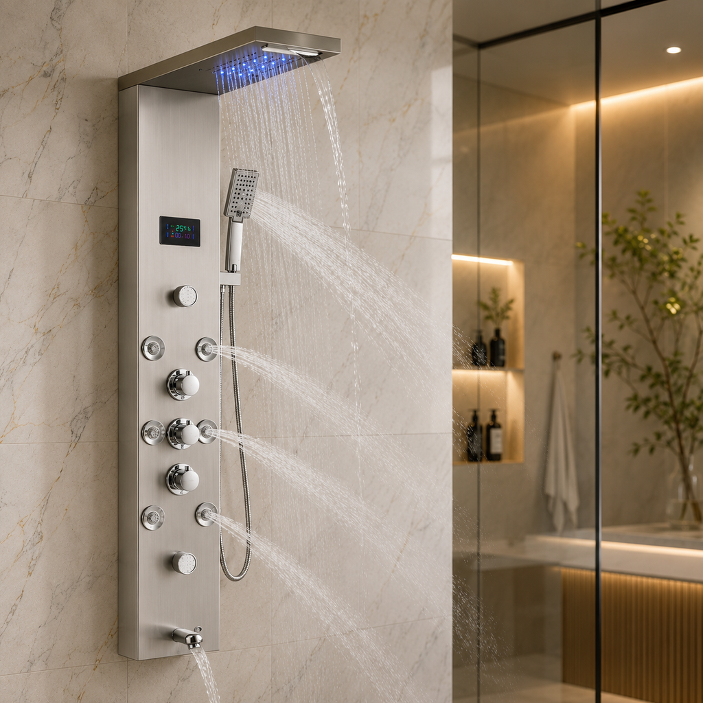 M&E Signature LED Rainfall Shower Panel