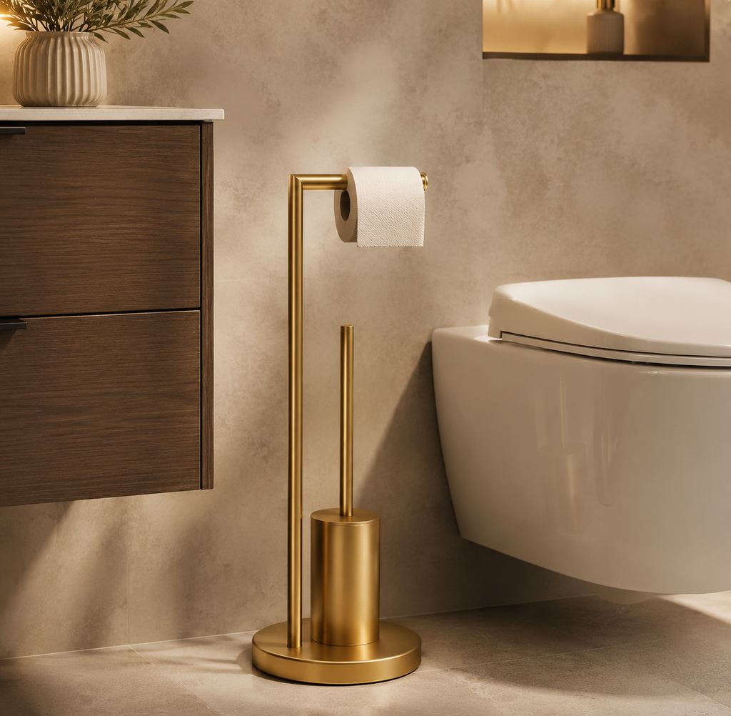M&E Bath Studio Modern Toilet Paper Holder & Brush Set