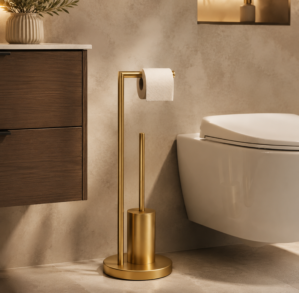 M&E Bath Studio Modern Toilet Paper Holder & Brush Set
