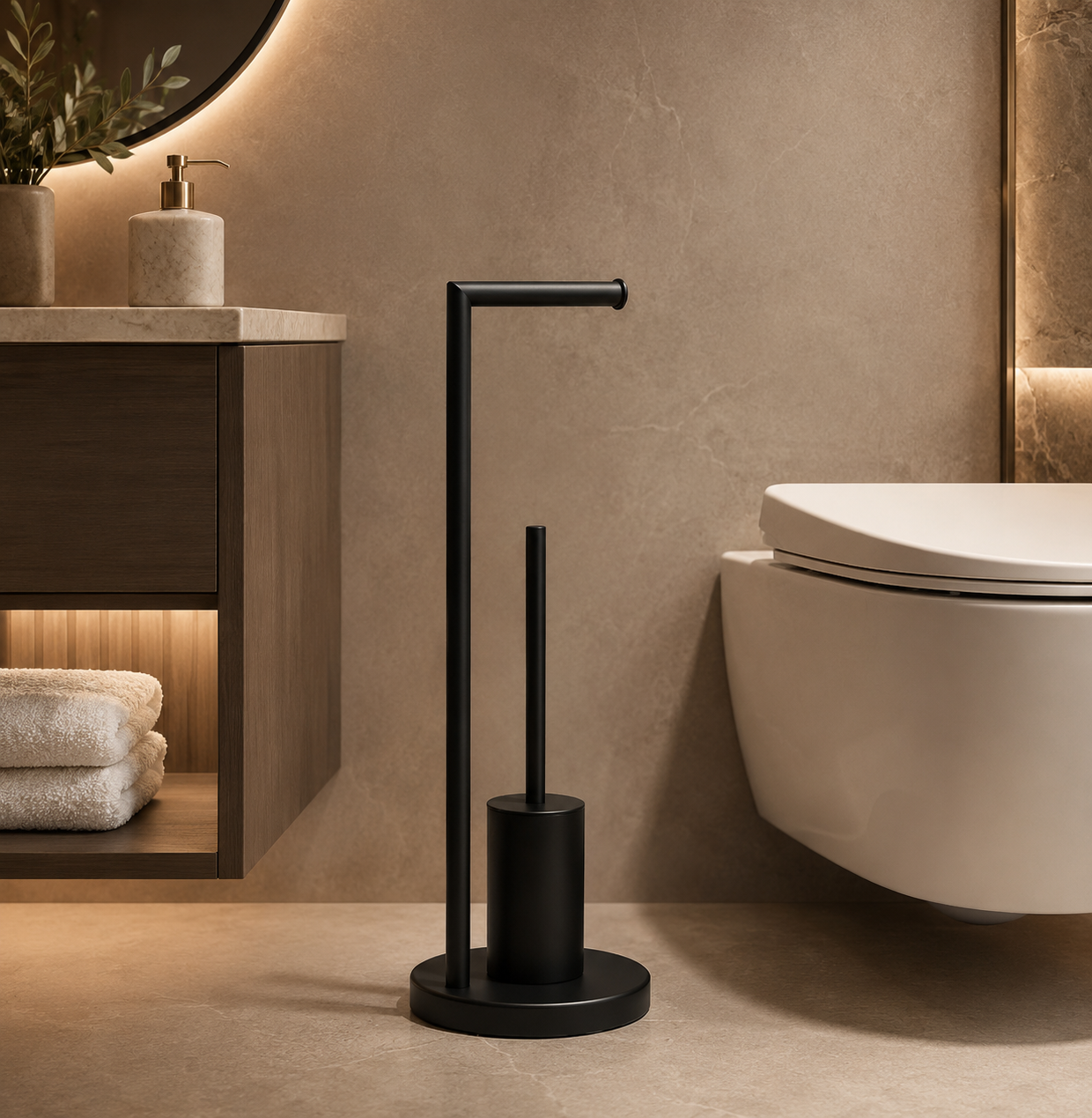 M&E Bath Studio Modern Toilet Paper Holder & Brush Set