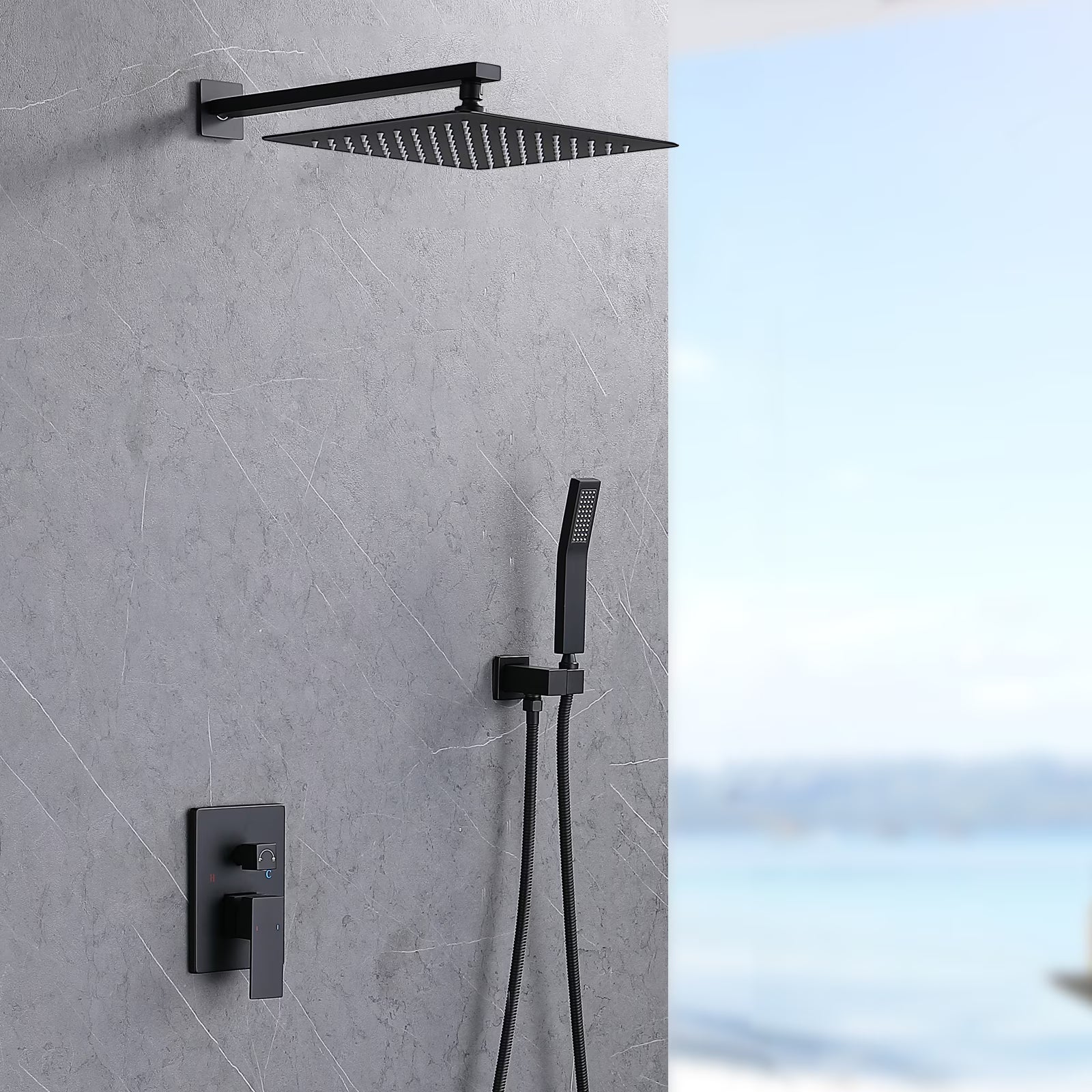 M&E Luxury Rainfall Shower System with Handheld Spray